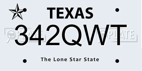 342QWT Texas License Plate