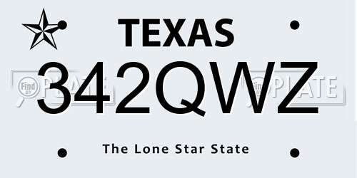 342QWZ Texas License Plate