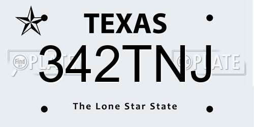 342TNJ Texas License Plate
