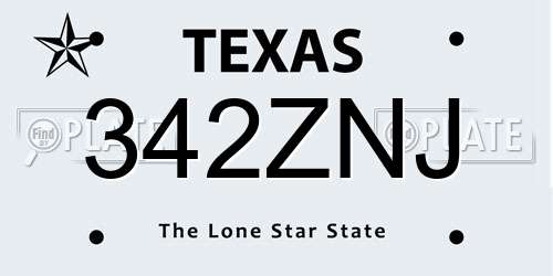 342ZNJ Texas License Plate