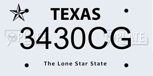3430CG Texas License Plate
