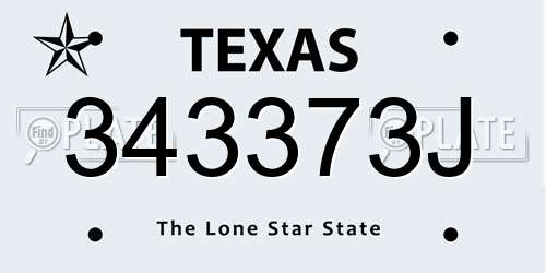 343373J Texas License Plate