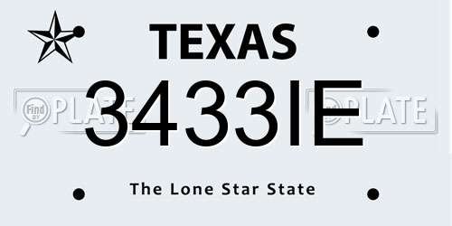 3433IE Texas License Plate