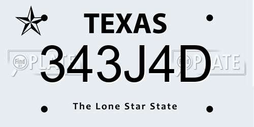 343J4D Texas License Plate