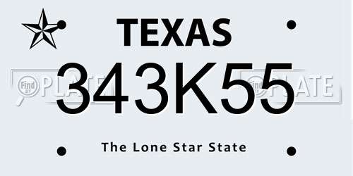 343K55 Texas License Plate