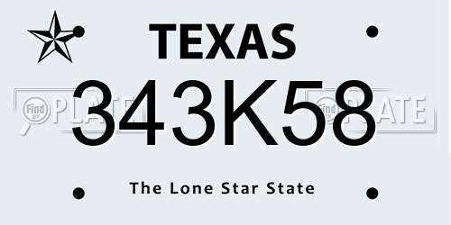 343K58 Texas License Plate