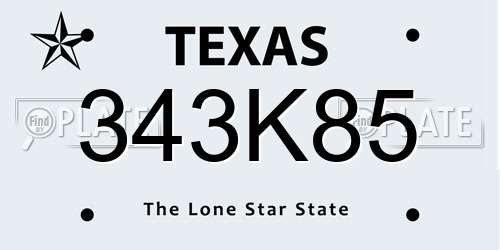 343K85 Texas License Plate
