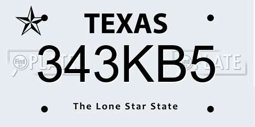 343KB5 Texas License Plate