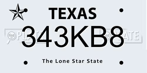 343KB8 Texas License Plate