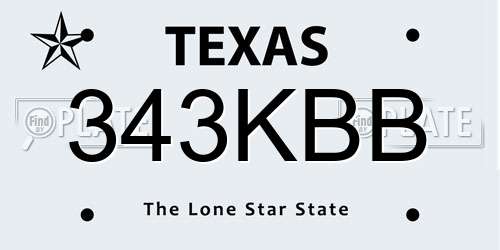 343KBB Texas License Plate