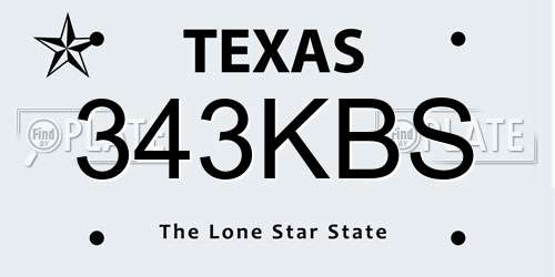 343KBS Texas License Plate