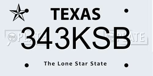 343KSB Texas License Plate