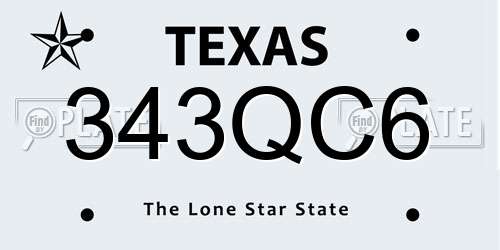 343QC6 Texas License Plate