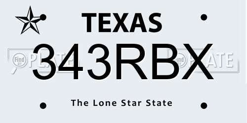 343RBX Texas License Plate