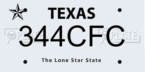 344CFC Texas License Plate