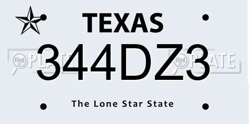 344DZ3 Texas License Plate
