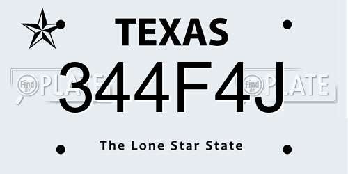 344F4J Texas License Plate