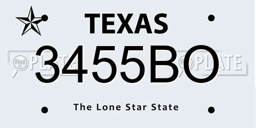 3455BO Texas License Plate
