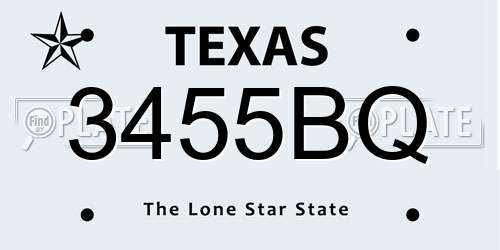3455BQ Texas License Plate