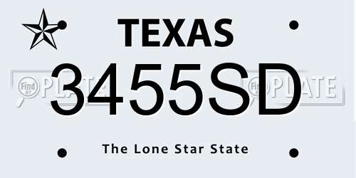 3455SD Texas License Plate