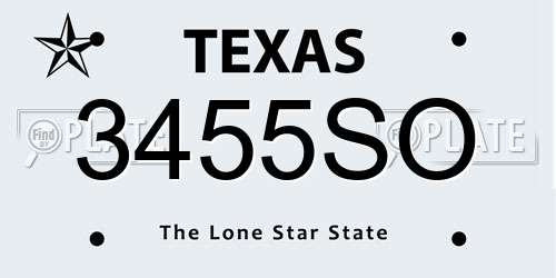 3455SO Texas License Plate