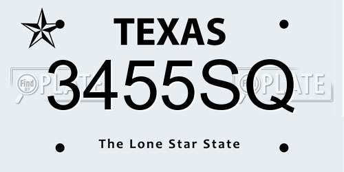 3455SQ Texas License Plate