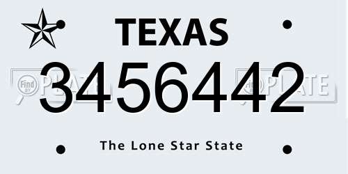 3456442 Texas License Plate