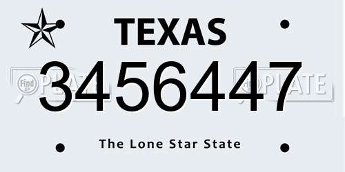 3456447 Texas License Plate