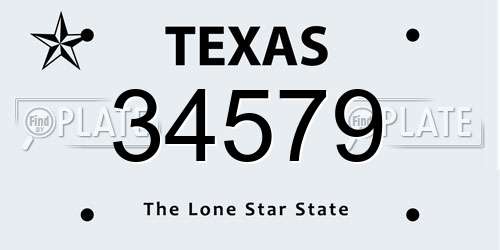 34579 Texas License Plate