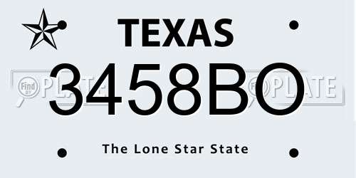 3458BO Texas License Plate