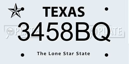 3458BQ Texas License Plate