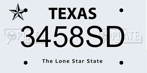 3458SD Texas License Plate