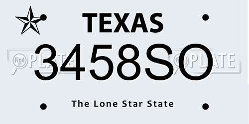 3458SO Texas License Plate