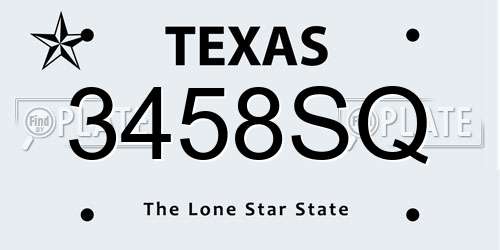 3458SQ Texas License Plate