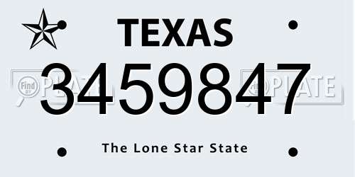 3459847 Texas License Plate