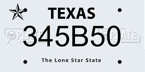 345B50 Texas License Plate