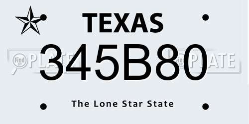 345B80 Texas License Plate