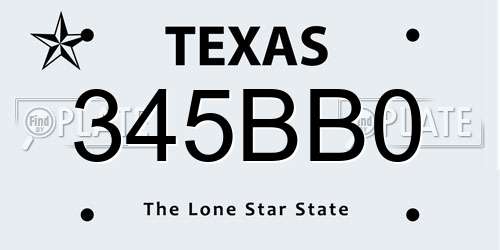 345BB0 Texas License Plate