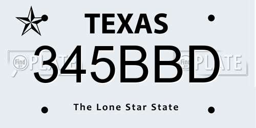 345BBD Texas License Plate