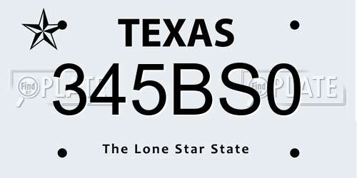 345BS0 Texas License Plate
