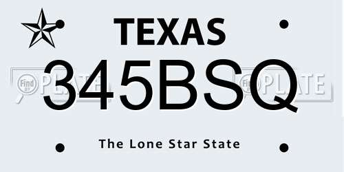 345BSQ Texas License Plate