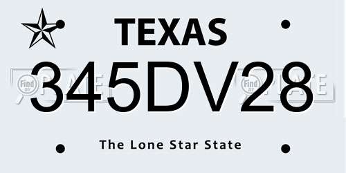 345DV28 Texas License Plate