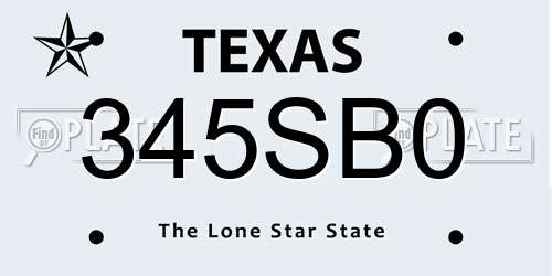 345SB0 Texas License Plate