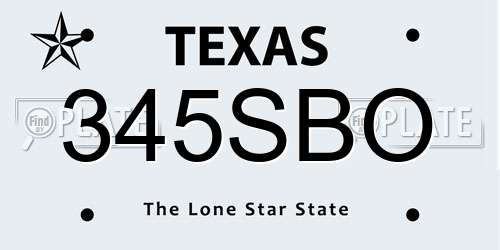 345SBO Texas License Plate