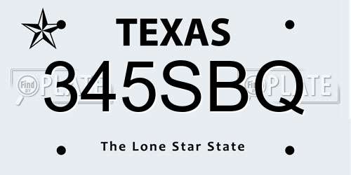345SBQ Texas License Plate