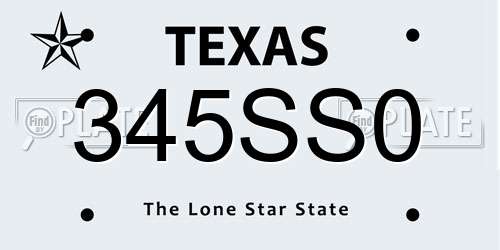 345SS0 Texas License Plate
