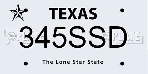 345SSD Texas License Plate