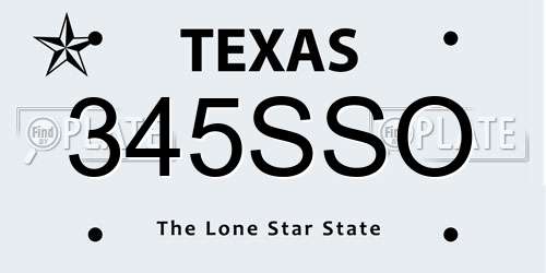 345SSO Texas License Plate