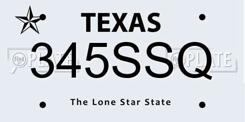 345SSQ Texas License Plate