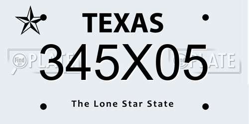 345X05 Texas License Plate